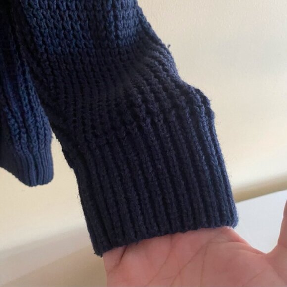 Banana Republic 2023 Relaxed Fit Waffle Cardigan Men Large Blue Grandpa Cotton - Picture 7 of 14